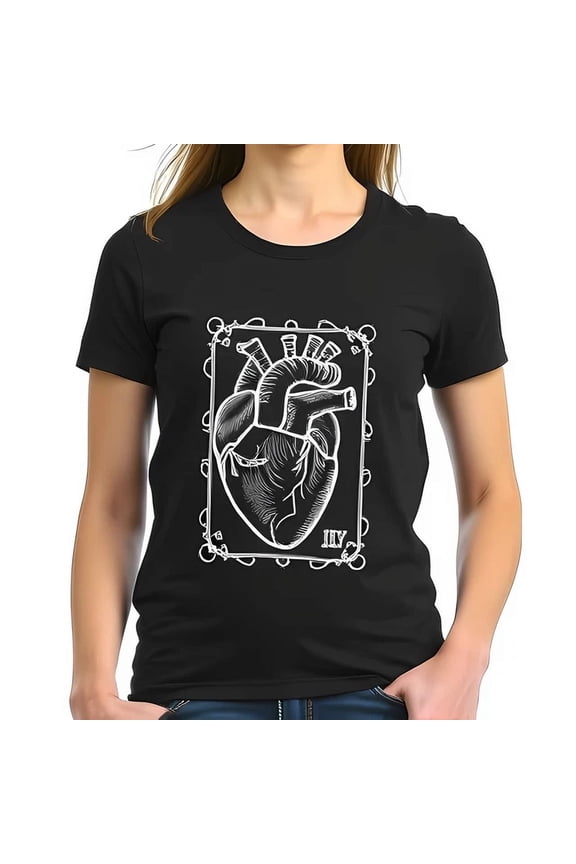Intricate Anatomical Human Heart- Cotton Short Sleeve T-Shirt - Edgy Unisex S-5XL Hot Trending Shirt, Vintage Birthday Gift