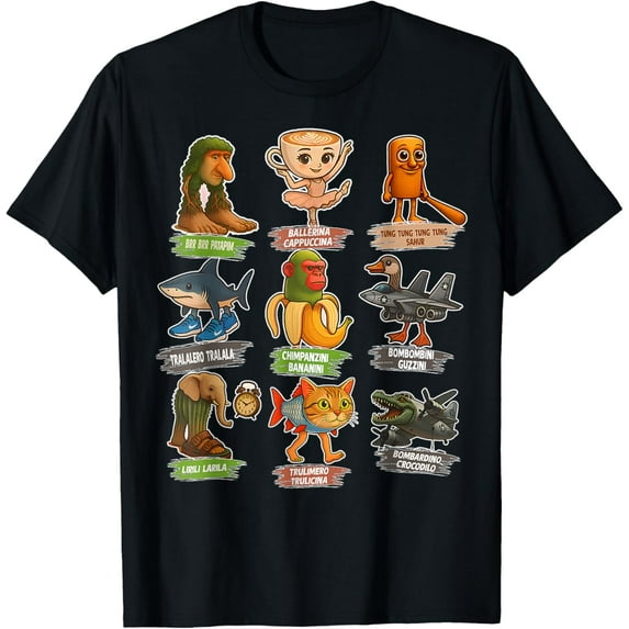 ANUNSHIRT Italian Brainrot Funny All Brainrot Animals T-Shirt Unisex S-5XL Hot Trending Shirt, Vintage Birthday Gift