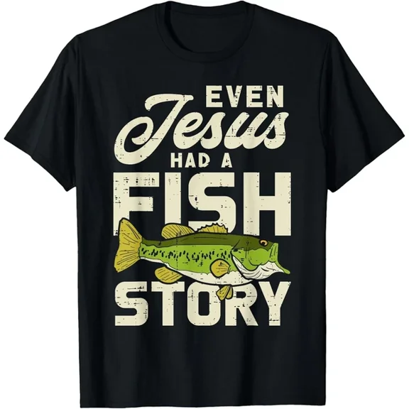 ANUNSHIRT Jesus Fish Story Fisherman God Christ Fishing Christian Gift Tee Unisex S-5XL Hot Trending Shirt, Vintage Birthday Gift
