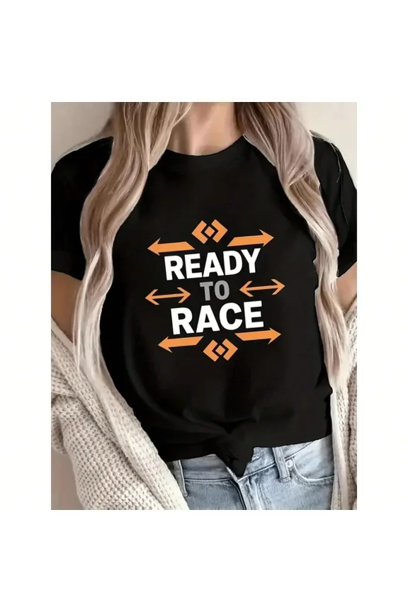 Letter Arrow Pattern T-Shirt, Casual Round Neck Loose Knit Top Unisex S-5XL Hot Trending Shirt, Vintage Birthday Gift