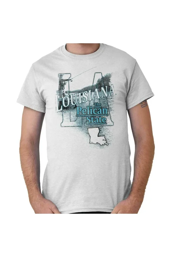 Louisiana Fishing Souvenir Travel La Tourist Short Sleeve Crewneck Tee Unisex S-5XL Hot Trending Shirt, Vintage Birthday Gift