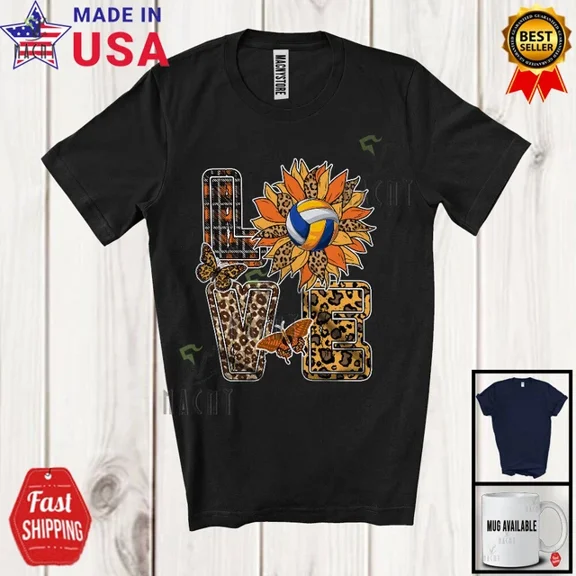 ANUNSHIRT Love, Adorable Leo.Pard Plaid Sunflower Volleyball Player Team, Sports T-Shirt Unisex S-5XL Hot Trending Shirt, Vintage Birthday Gift