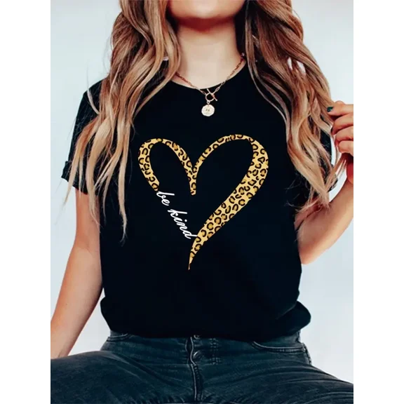 ANUNSHIRT Love Heart Graphic Print Solid T-Shirt, Crew Neck Short Sleeve Casual Top Unisex S-5XL Hot Trending Shirt, Vintage Birthday Gift