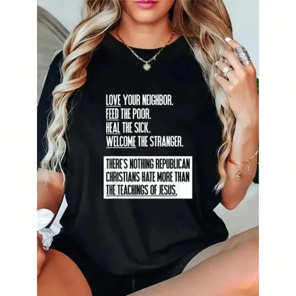 ANUNSHIRT Love Your Neighbor Pattern T-Shirt - Inspirational Quotes T-Shirt, Casual Top Unisex S-5XL Hot Trending Shirt, Vintage Birthday Gift