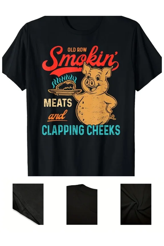 Men'S Sm Vintage Retro T-Shirt - Funny Bbq Pig & "Old Row Unisex S-5XL Hot Trending Shirt, Vintage Birthday Gift
