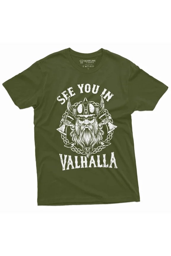 Men'S Viking Warrior T-Shirt See You In Valhalla Nordic Norse Mythology Odin Tee Unisex S-5XL Hot Trending Shirt, Vintage Birthday Gift