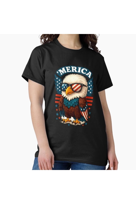 Merica Eagle Tee Funny Patriotic Eagle Usa Flag Classic T-Shirt, Gift For Patriotic, Independence Day Shirt, Red White Blue Shirt, Unisex S-5XL Hot Trending Shirt, Vintage Birthday Gift