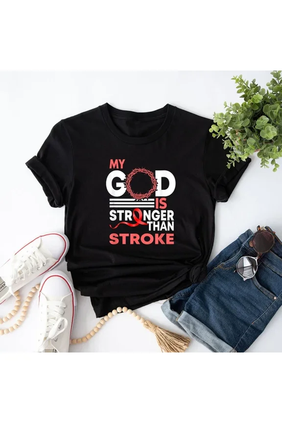 My God Is Stronger Than Stroke Awareness Ribbon Stroke Awareness T Shirt Unisex S-5XL Hot Trending Shirt, Vintage Birthday Gift