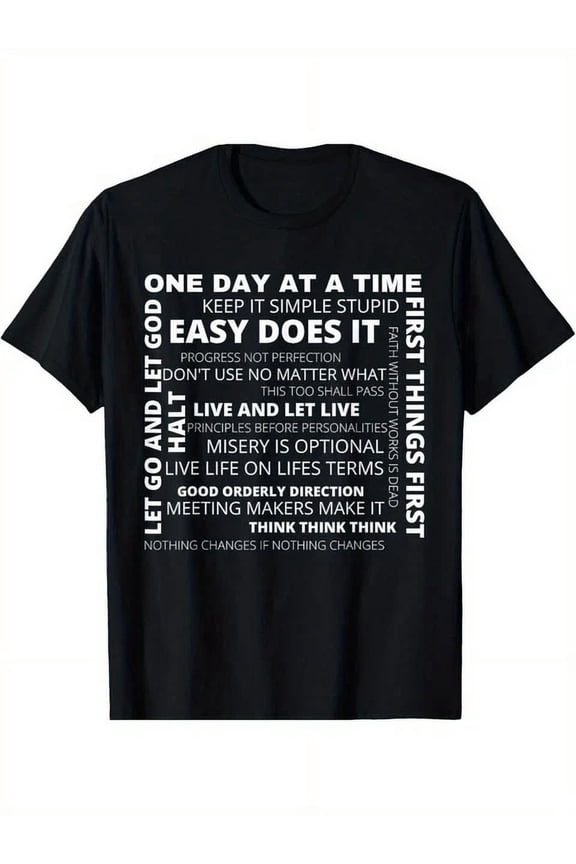 One Day At A Time Recovery Aa Sayings T-Shirt, Na Motivational Quotes, 100% Cott Unisex S-5XL Hot Trending Shirt, Vintage Birthday Gift