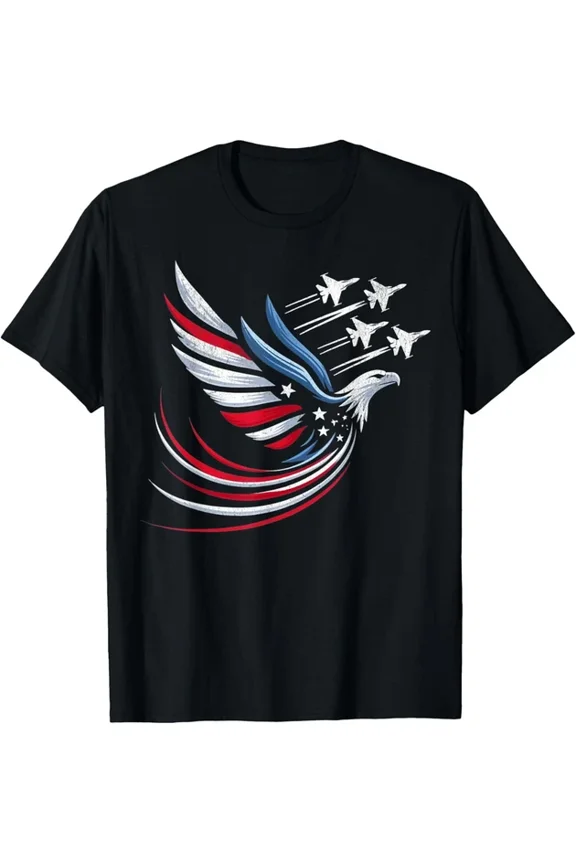 Patriotic Eagle Jets Usa Flag Military America Patriotic T-Shirt Unisex S-5XL Hot Trending Shirt, Vintage Birthday Gift