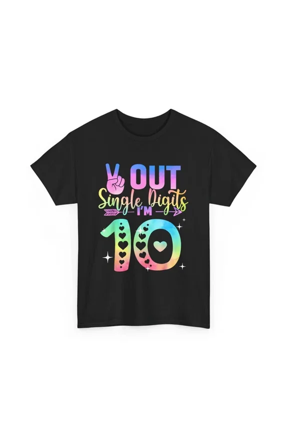 Peace Out Single Digits Tie Dye 10 Year Old Girl Birthday T-Shirt Unisex S-5XL Hot Trending Shirt, Vintage Birthday Gift