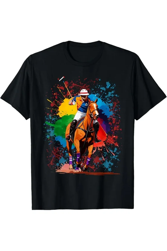 ANUNSHIRT Pop Art Polo Player Boy Colorful Mens Polo (Equestrian) T-Shirt Unisex S-5XL Hot Trending Shirt, Vintage Birthday Gift