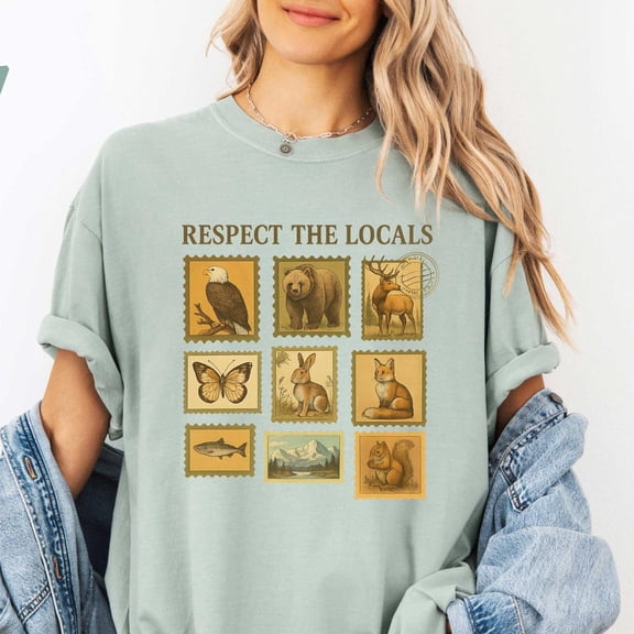 ANUNSHIRT Respect The Local Wildlife T-Shirt, Gift For Nature Lover, Animal Lover Shirt, Protect National Parks Tee Gift, Postal Stamp Unisex S-5XL Hot Trending Shirt, Vintage Birthday Gift