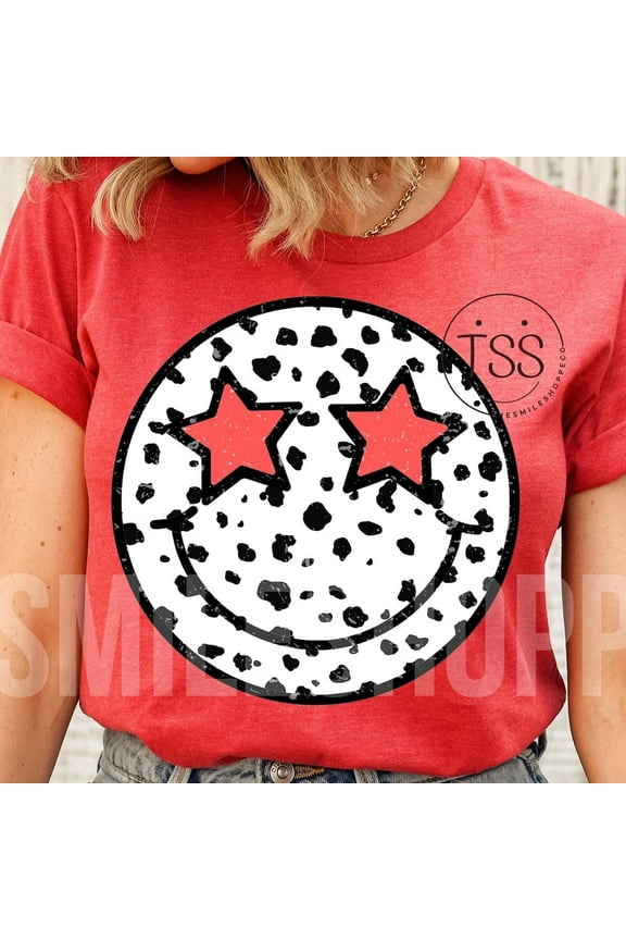 Retro Star Smile Face Distressed happy face Shirt Dalmatian Skin Smile Face star eyes Shirt Download Shirt Unisex S-5XL Hot Trending Shirt, Vintage Birthday Gift