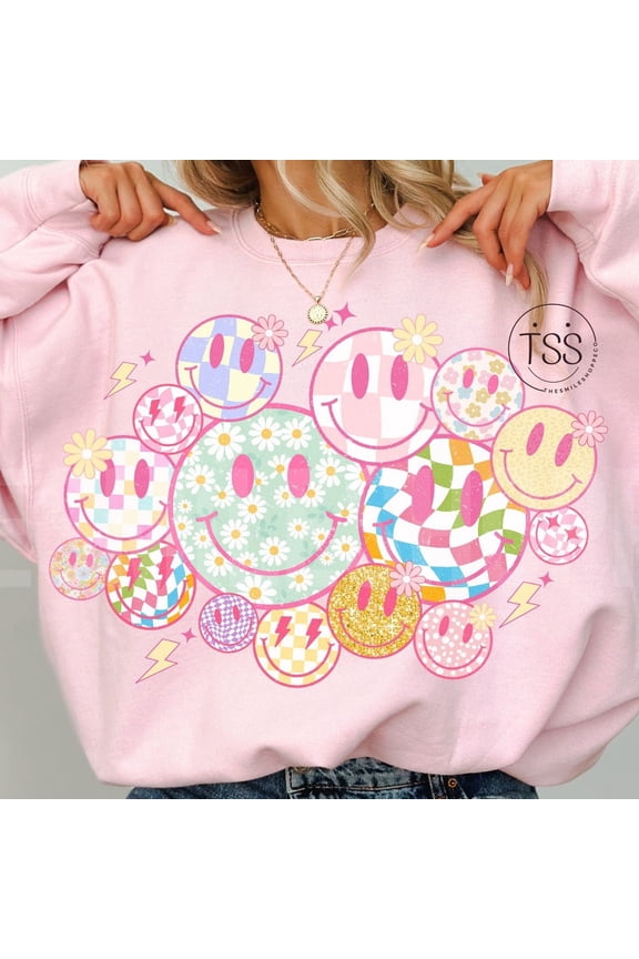 Smile face collage Distressed Smile Face Shirt Retro Checkered Smile Face Star Eyes Shirt checker Shirt happy face Vintage Shirt Unisex S-5XL Hot Trending Shirt, Vintage Birthday Gift