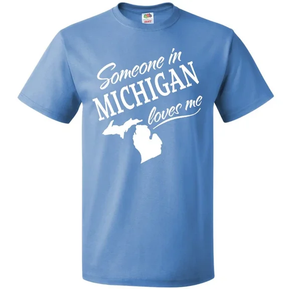 ANUNSHIRT Someone In Michigan Loves Me T-Shirt Home Family Grandparents Unisex S-5XL Hot Trending Shirt, Vintage Birthday Gift