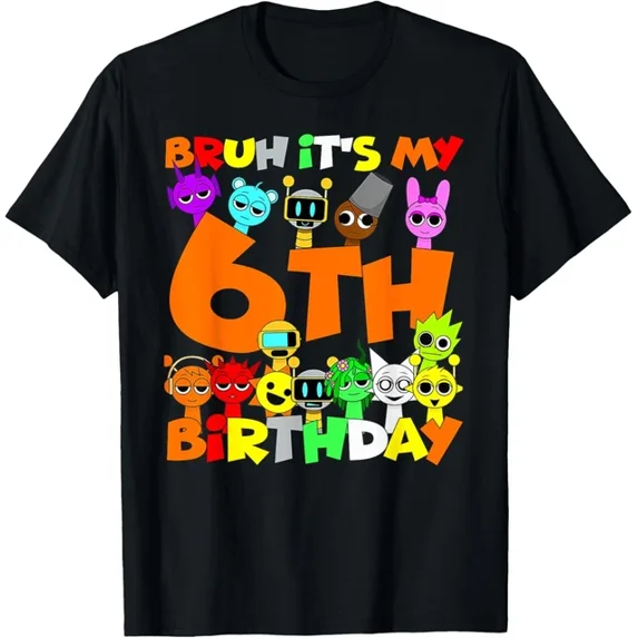 ANUNSHIRT Sprunki Birthday Party 6Th Birthday Toys Girls Boys T-Shirt Unisex S-5XL Hot Trending Shirt, Vintage Birthday Gift