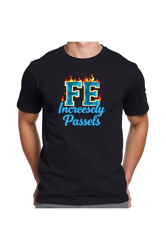 Stylish Black T-Shirt With Light Teal 'Fe' And Flame Design - ' Unisex S-5XL Hot Trending Shirt, Vintage Birthday Gift