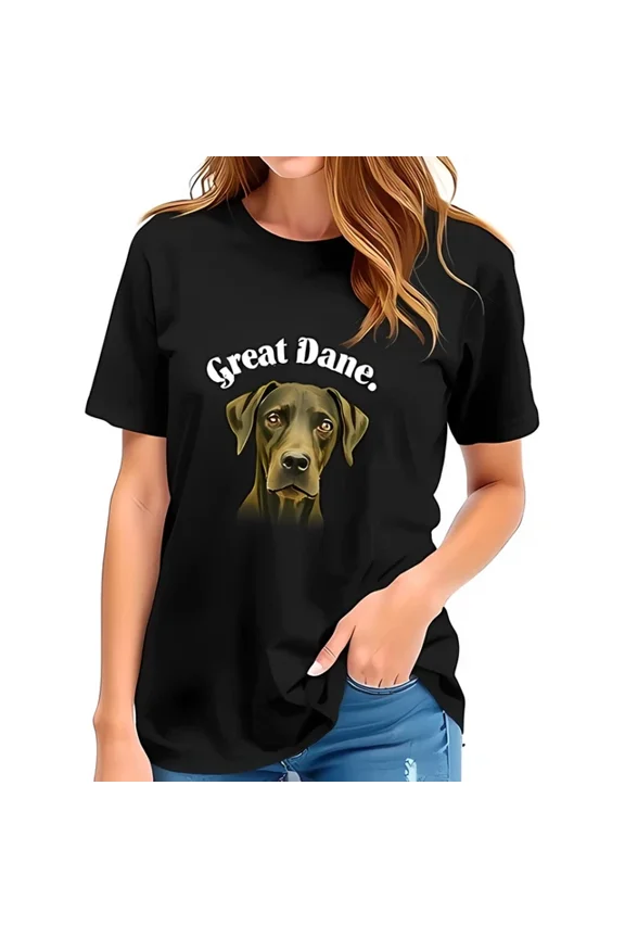 Stylish Cotton Short Sleeve T-Shirt With Playful 'Great Dane' Design Unisex S-5XL Hot Trending Shirt, Vintage Birthday Gift