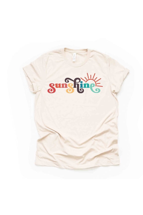 Summer Tee, Super Cute Sunshine Word Art, Sunshine Summer Design On Unisex Shirt, 3 Color Choices, 3X, 4X, Plus Sizes Available Unisex S-5XL Hot Trending Shirt, Vintage Birthday Gift