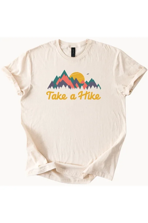 Take A Hike Graphic Tee Colorful Mountain Hiking Shirt Nature Lover Gift Unisex S-5XL Hot Trending Shirt, Vintage Birthday Gift