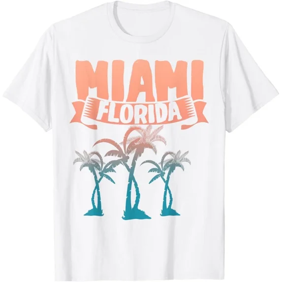 ANUNSHIRT Tropical Summer Vacation Palm Trees Miami Beach Florida T-Shirt Unisex S-5XL Hot Trending Shirt, Vintage Birthday Gift
