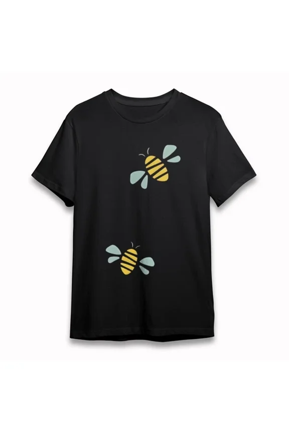 Unisex Classic T-Shirt Yellow Black Striped Bees Graphic Cotton Tee Unisex S-5XL Hot Trending Shirt, Vintage Birthday Gift
