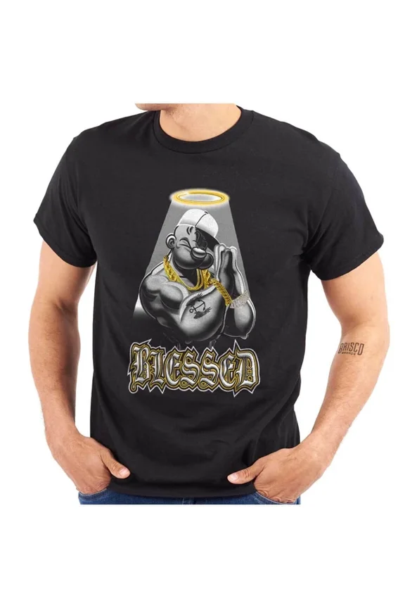 Urban Popeye The Sailor Man Blessed Angel Womens Or Mens Crewneck T Shirt Unisex S-5XL Hot Trending Shirt, Vintage Birthday Gift