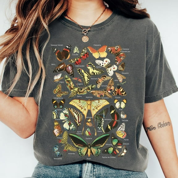 ANUNSHIRT Vintage Butterfly & Moth Shirt, Cottagecore Shirt, Gift For Her, Boho Clothing, Botanical Outfit, Nature Lover Tee Unisex S-5XL Hot Trending Shirt, Vintage Birthday Gift
