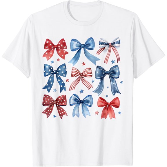 ANUNSHIRT Vintage Usa Bow In Red White Blue For Patriotic 4Th Of July T-Shirt Unisex S-5XL Hot Trending Shirt, Vintage Birthday Gift