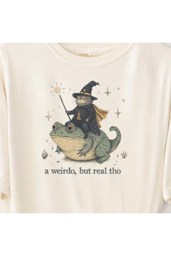 A Weirdo But Real Tho T-Shirt. Funny Weirdcore Sayings Unique Tshirt Graphic Frog Cat Unisex S-5XL Hot Trending Shirt, Vintage Birthday Gift