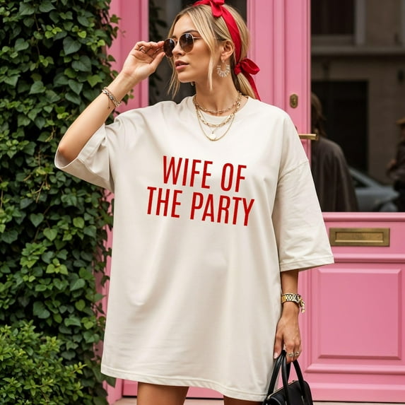 ANUNSHIRT Wife Of The Party Tee, Minimalist Bachelorette Party Shirt, Trendy Honeymoon Outfit, Newlywed Apparel, Bridal Shower Gift, The Mrs Unisex S-5XL Hot Trending Shirt, Vintage Birthday Gift