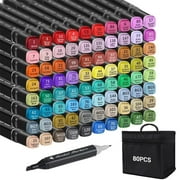 Alcohol Markers, ANUNU 80 Colors Dual Brush Tip Art Markers, Coloring Marker, for Book Painting Card Making, Christmas gift