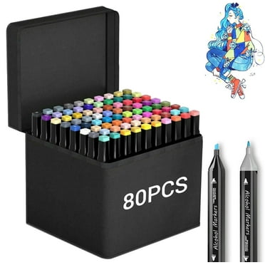 Alcohol Markers, ANUNU 80 Colors Dual Brush Tip Art Markers, Coloring Marker, for Book Painting Card Making, Christmas gift
