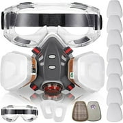ANUNU Reusable Half-Face Respirator, Black with Anti Fog Goggles