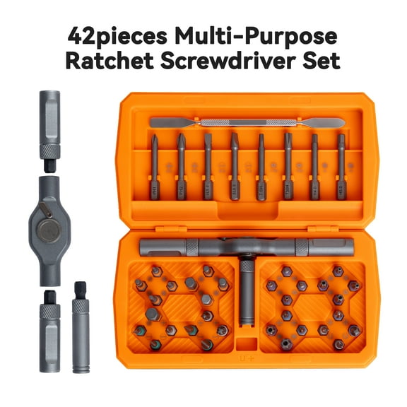 ANVANNA 42-in-1 Aluminum Alloy Ratchet Screwdriver Kit, 360 Degree Rotation, Clutch Screwdriver with 1 Piece