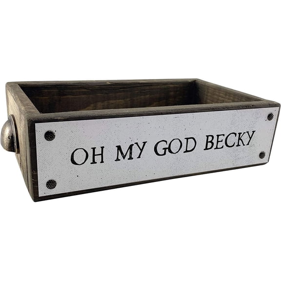 ANVEVO Oh My God Becky Bathroom Box Cute & Funny Rustic Farmhouse Bathroom Decor - Toilet Paper Holder - Wood Boxes with Sayings Diaper Caddy