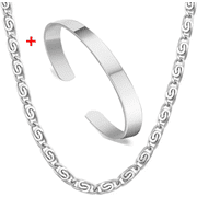 ANVIKA Stainless Steel U Cross Link Chain With Adjustable Stainless Steel Kada For Men