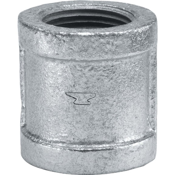 Anvil Malleable Iron Pipe Coupling Galvanize Pipe Fitting - 3/4" NPT Female, Galvanized Finish