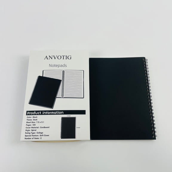 ANVOTIG Notepads, Soft Black Cover Spiral Notebook, Memo Notepad Sketchbook, 100 Pages, 50 Sheets, 7.5x 5.1 Inches