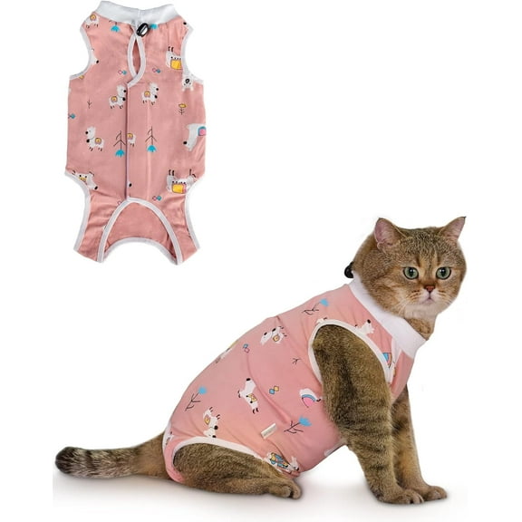 ANWA Cat Recovery Suit - Breathable Cat Surgery Recovery Suit Female, Cat Onesie for Cats After Surgery, Cat Spay Recovery Suit Female Abdominal Wounds, Medium