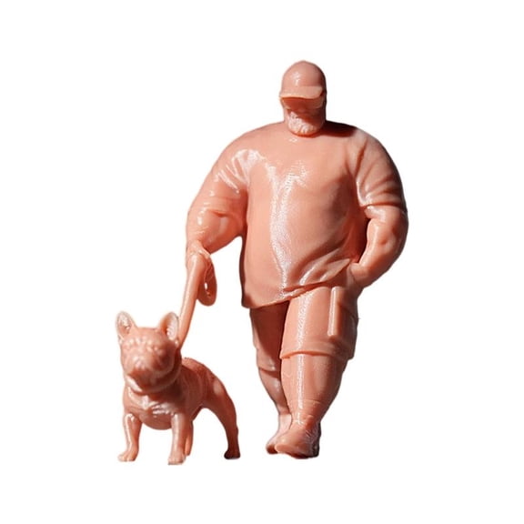 ANXPTIME 1/64 Scale Resin Dog Walking Man Miniature Scene Model For Home Decors Display