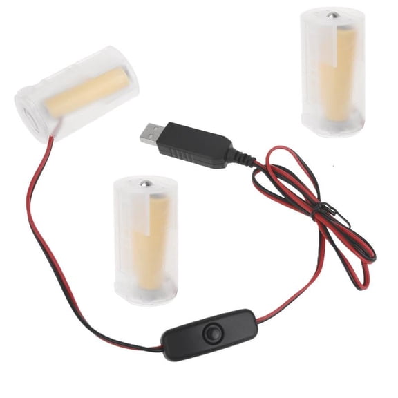 ANXPTIME 1 Set LR20 D Battery Eliminators Cable Wire USB 5V 2A Power Supply Cord Line