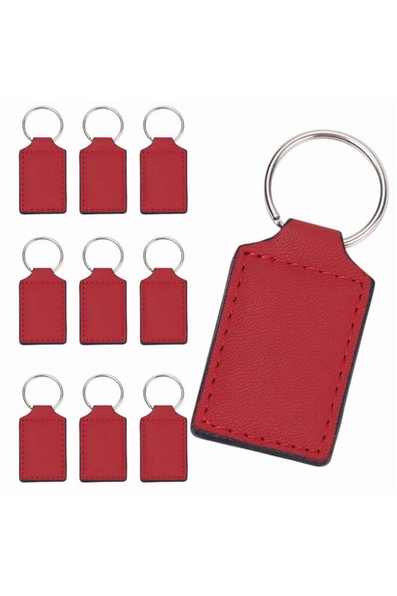 10 Pieces Sublimation PU Keychains Rectangular Double-Sided Key Chain