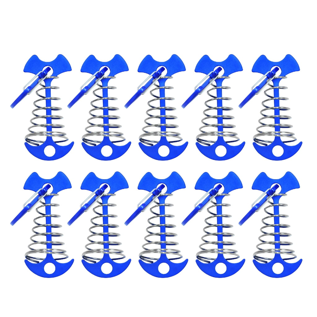 Fishbone Spring Pegs ANXPTIME 10Pcs Fishbone Deck Anchors Peg Deck Planks Board Tent Stakes ...
