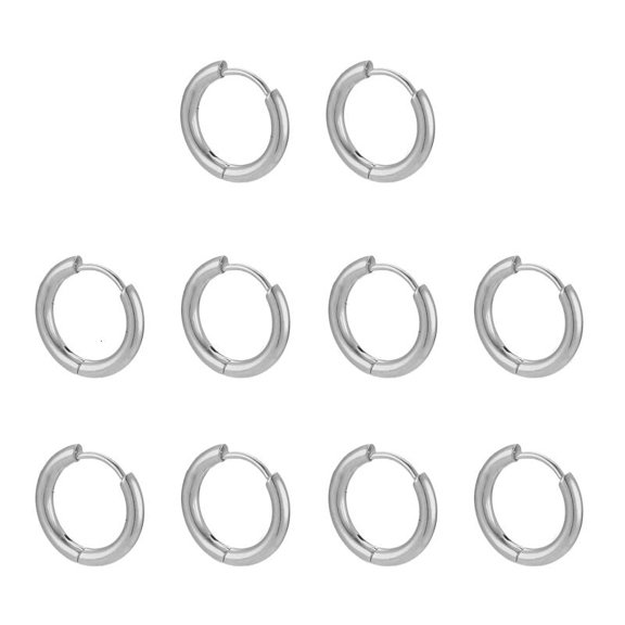 ANXPTIME 10Pcs Stainless Steel Hoop Earring Women Earring Men Punk Hiphop Gifts