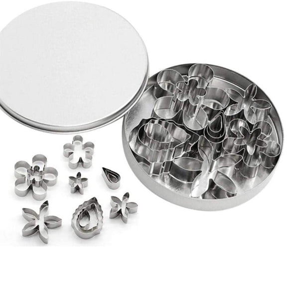 ANXPTIME 12Pcs Mini Flower Shape Stainless Steel Baking Molds Creative Cookie Cutters