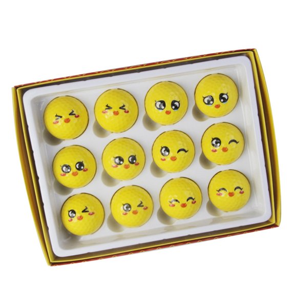 ANXPTIME 12Pcs Unique Emotion Face Golf Balls Novelty Practice Golf Balls Funny Golf Gift