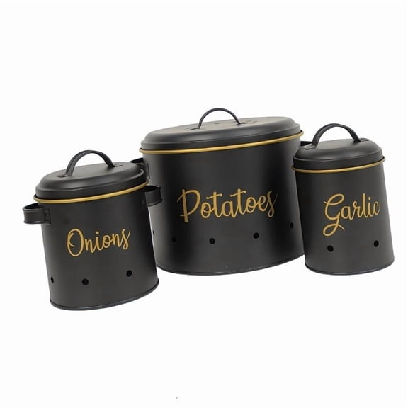 ANXPTIME 3Pcs Ventilated Metal Food Container For Potatoes Onions Garlic Preservation