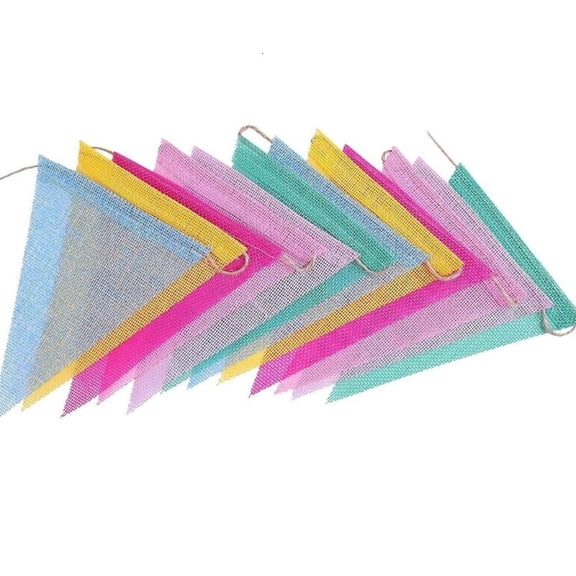 ANXPTIME 48Pcs Colorful Pennant Includes 4 String 6.6X5Inch Fabric Triangle Flags